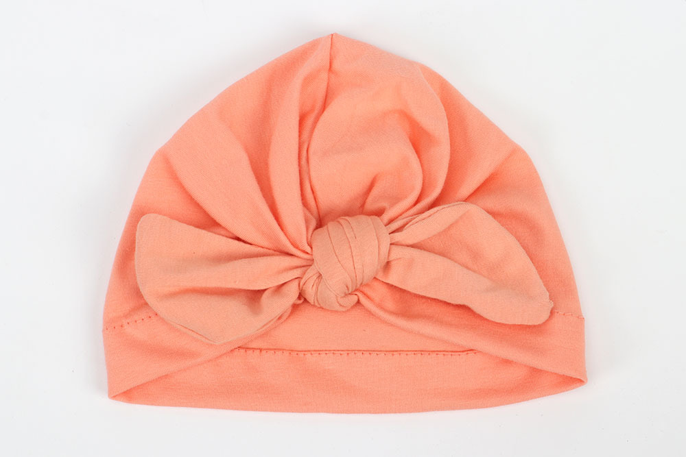 1 pièces Bebe filles garçons doux arcs Turban lapin oreille noeud casquette bonnet chapeau musulman inde chapeau bohème bowknot turbans Cap: coral