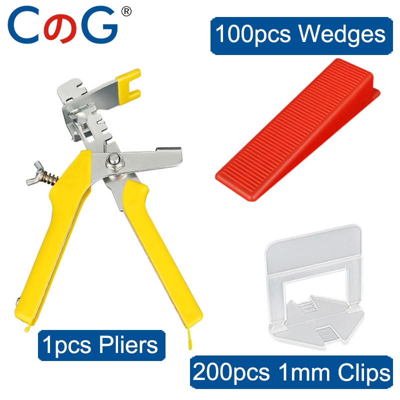 301pcs Floor Spacer Tile Leveling System Spacer 1mm Clips For Tiling Flooring Tools 200 Pieces Clips + 100 Pcs Wedges + Pliers