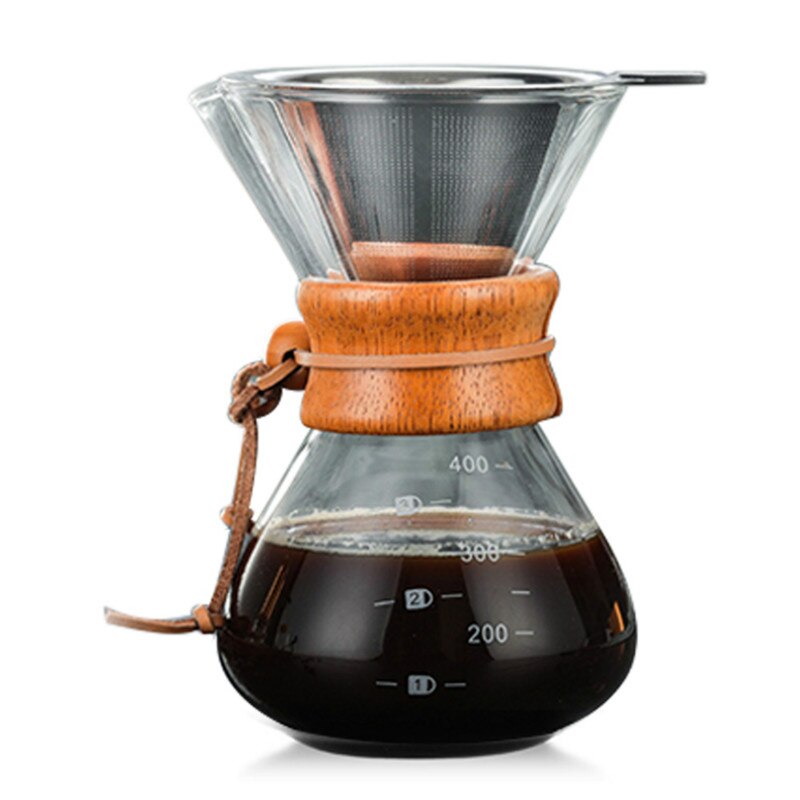Herbruikbare Glas Koffie Pot Handleiding Koffiezetapparaat Hoge Temperatuur Rvs Koffie Filter V60 Filter Pot Barista Gereedschappen