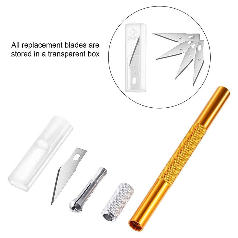 Cuchillo para manualidades de 4 piezas, Kit de cuchillas de acero inoxidable para cortar, tallar, álbum de recortes, creación de arte, 40 piezas