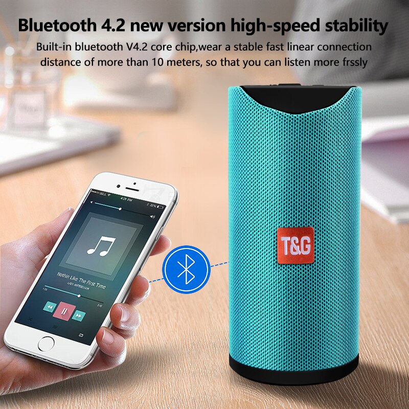 TG113 Portable Bluetooth Wireless Speakers Waterproof Stereo Column Outdoor Loudspeaker Speaker with FM Radio MP3 Bass Sound Box