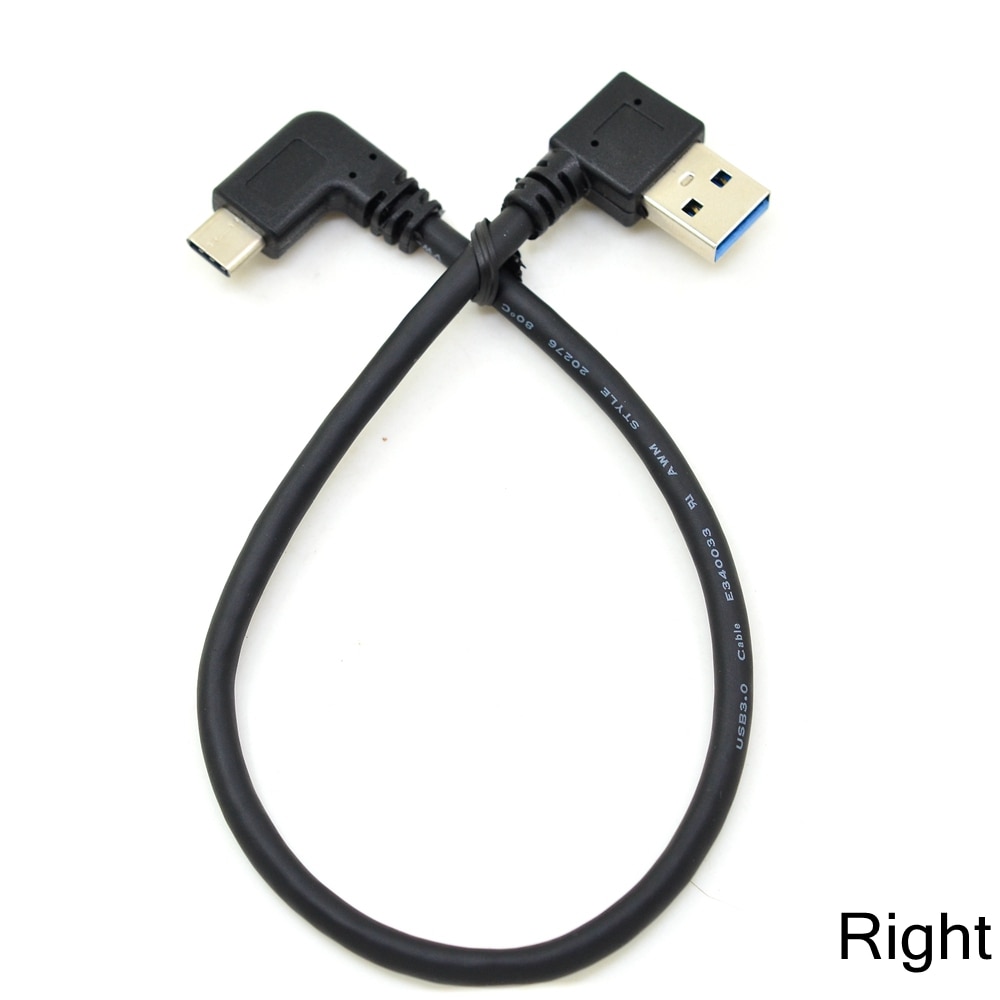 25CM Straight / Left / Right Angle USB 3.0 A male to USB 3.1 Type-C Elbow Data Sync & Charge Cable USB-C Converter Adapter 0.25m