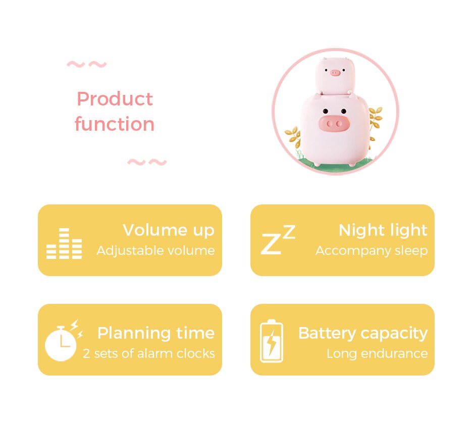 Xiaomi Alarm Clock Night Lamp Voice Control LED Digital Clock Cute Pig Electronic Desk Table Clock Rechargeable For Child Kids