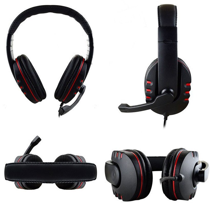 Advanced Headset Black+Red USB Wired Stereo Micphone Gaming Headphone For Sony PS3 for PS4 PC L0315