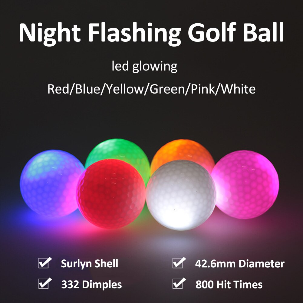 4 Pcs/Pack Night Flashing LED Golf Ball In The Dark Light Up High Hardness Waterproof Golf Practice Balls Training Supplies