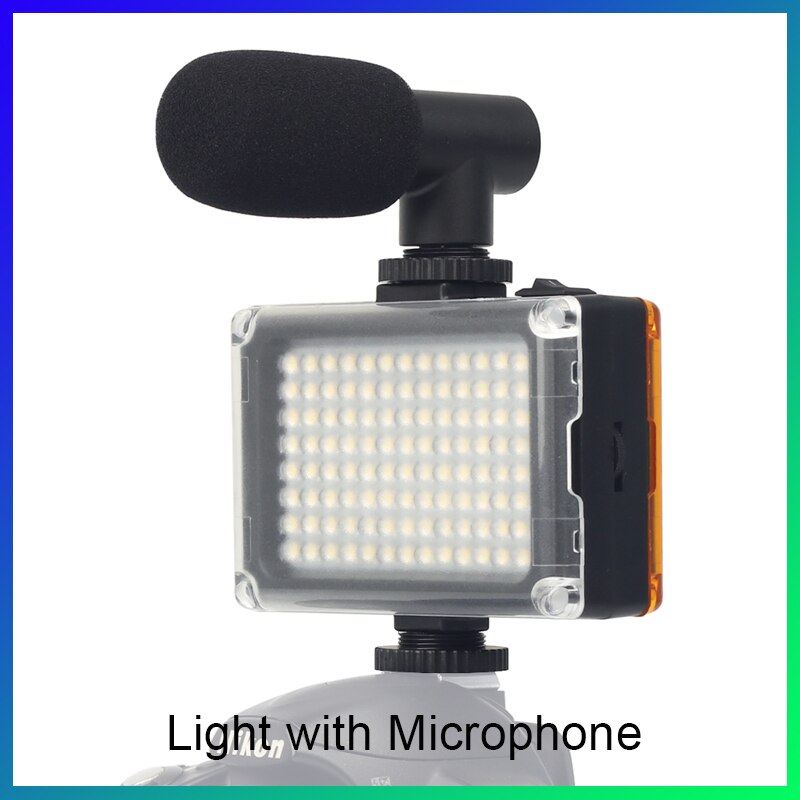 104 DSLR LED Video Light On Camera Photo Studio Lighting Shoe LED Vlog Fill Light Lamp for Smartphone DSLR SLR Camera: Light w Mic