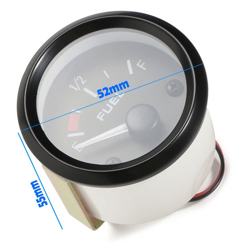 2" 52mm Car SUV Fuel Level Gauge with Fuel Float Sensor E-1/2-F Pointer Meter 12V White light 2 inch 1 set