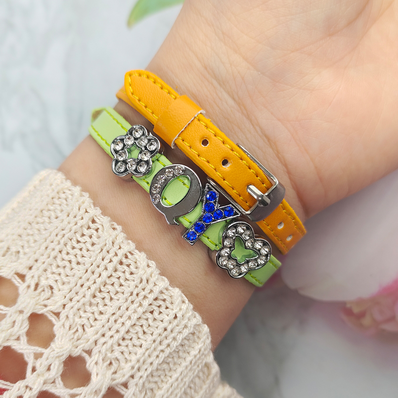 Nueva pulsera de cuero PU de 8mm para dijes deslizantes, pulsera con letras, Collar para mascotas, accesorios DIY, fabricación de joyas para mujer