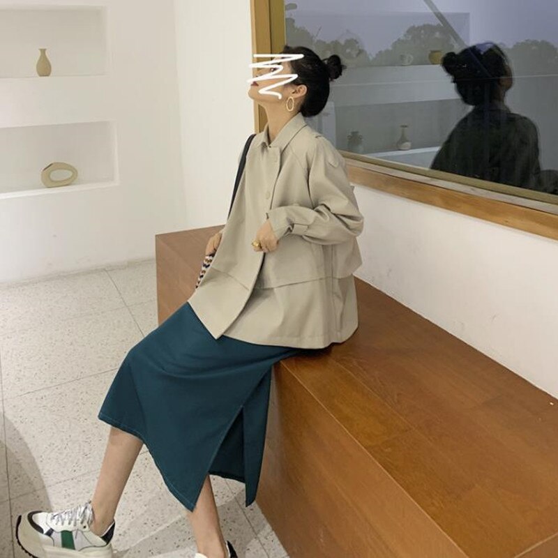 Alien Kitty Spring Short Trench Coat Female Windbreaker Women Autumn Casual Trench Office Lady Coats Outwear