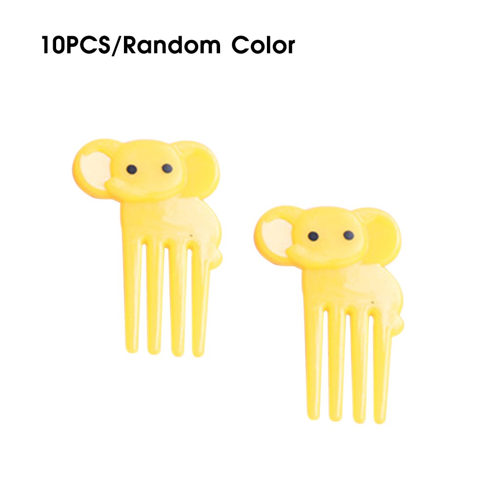 10Pcs/Sets Bamboo Leaf Cute Fruit Fork Kids Sticks Cocktail Fruit Fork Plastic Wedding Festival Decorations Birthday: 02