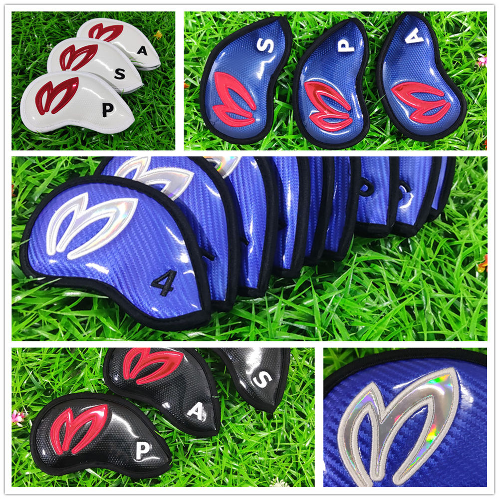 9 Stuks Golf Iron Covers Set Crystal Pu Leather Bunny Stijl Water Proof 5 Kleuren Headcover