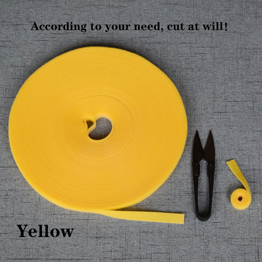 Wide1cm Lengte 5M Magic Tape Klittenband Dubbelzijdig Fastener Bonding Zonder Lijm Voor Vlinderdas Riem Desktop accessoire: Yellow