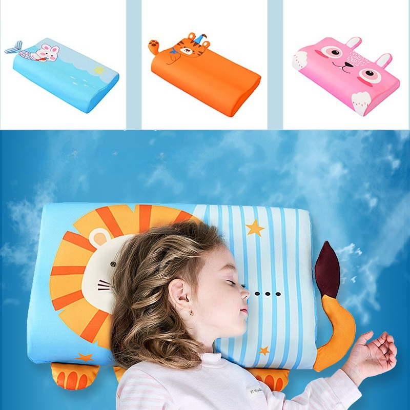 Baby Pillows Toddler Summer Foam Bed Pillows Breathable Slow Rebound Baby Cartoon Neck Nursing Pillow Travel Cushion Bedding