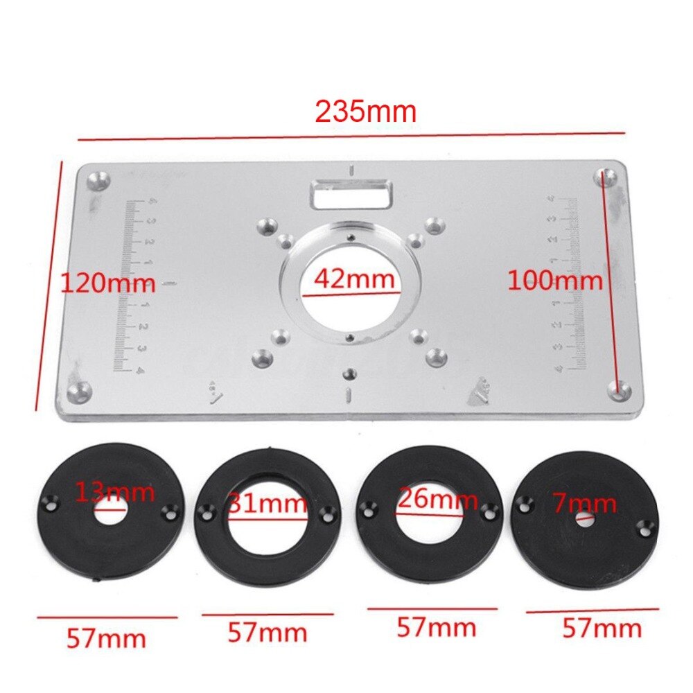 Router Tafel Insert Plaat Aluminium Router Tafel Insert Plaat Met 4 Ringen En Schroeven Voor Houtbewerking Bankjes Hout Trimmer Plaat