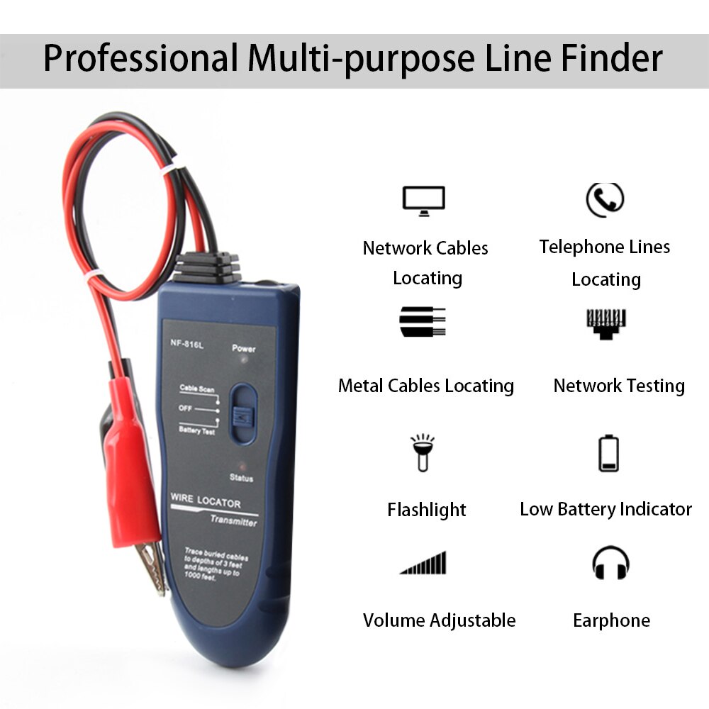 NF-816L Underground Wire Locator Underground Cable Detection Instrument Concealed Wiring Line Finder Rechargeable Wire Finder