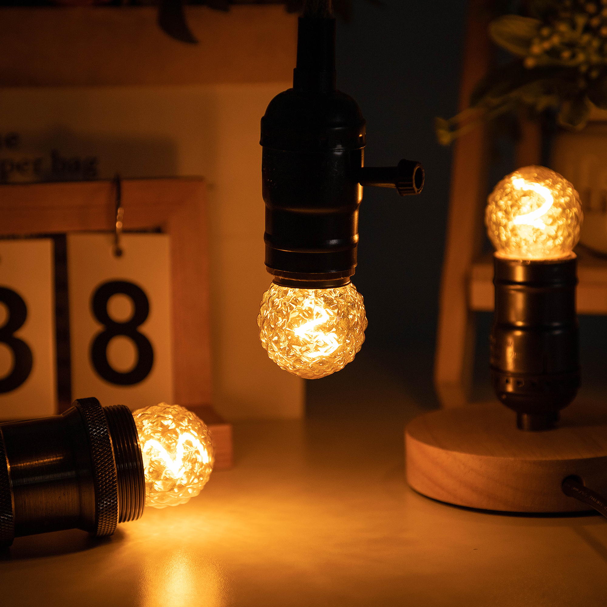 Vintage led-spiralformad glödlampa  g40 st bärnstensfärgad glaslampa 1.5w e27 st dimbara edison-ljusbolllampa för pendelkrona dekorativ lampa