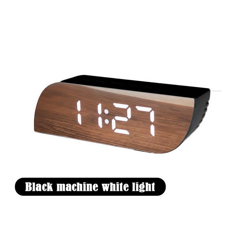 Veilleuses numérique miroir horloge LED réveil batterie utilisation température Snooze fonction bureau horloges Table horloge décor à la maison: Gris