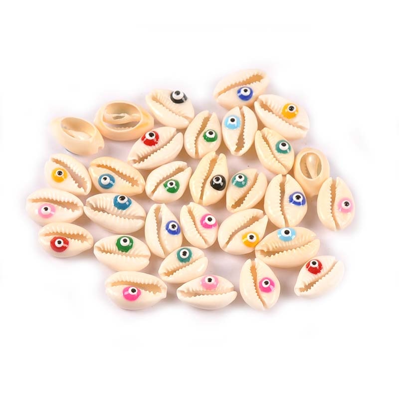 Evil Eyes Conch Shells Beads DIY Scrapbook Craft Natural Seashell For Making Jewelry Bracelet Nautical Home Decorations 10Pcs