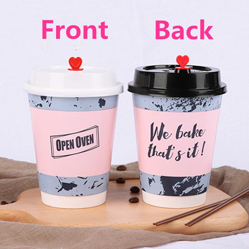 50pcs Europese stijl wegwerp koffie cup party favor double layer holle anti drink paper pakket cup met deksel