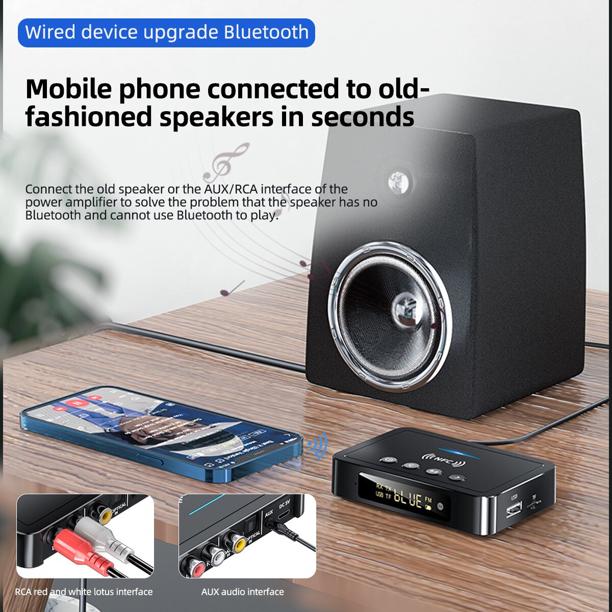 Receptor Bluetooth RCA 5,0 aptX LL 3,5mm Jack Aux adaptador inalámbrico música para TV coche RCA Bluetooth 5,0 transmisor receptor de Audio
