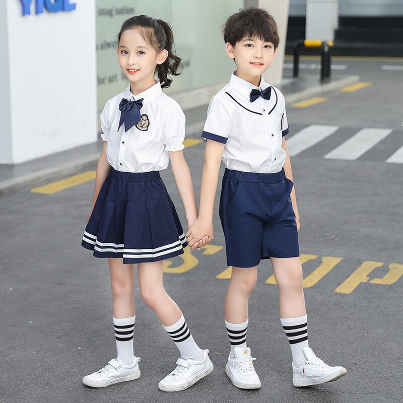japanese school uniform summer short-sleeved college style suit children British style uniformes estudiantes