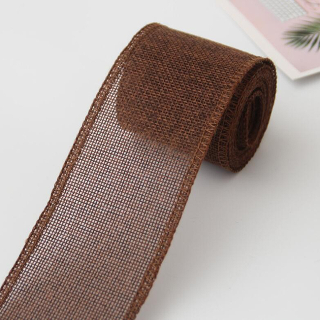 5m breda säckvävsband jute tyg rulle för hantverk gör-det-själv stor rosett krans träd dekoration 6cm/ rullar julfest favor: Kaffe
