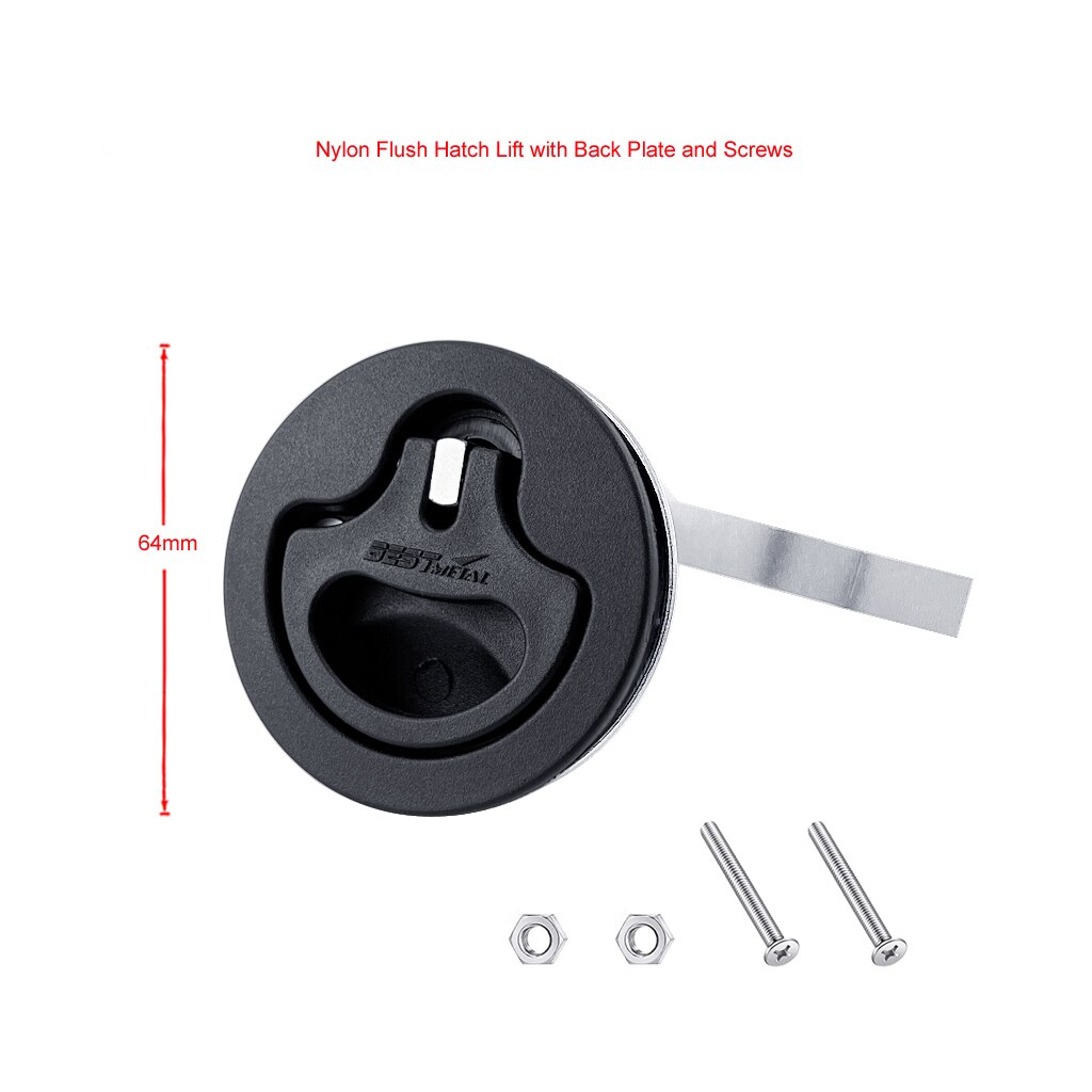 Marine Hardware Black Nylon Cam Latch Flush Mount Pull Hatch Deck Latch Turning Lift Handle With Back Plate Boat Accessories