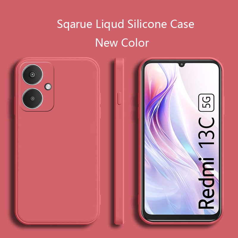 Funda de silicona líquida para Xiaomi Redmi 13C 5G, funda mate POCO M6 5G, funda protectora suave Redmi 13C 13R 5G: Cuero / rojo oscuro