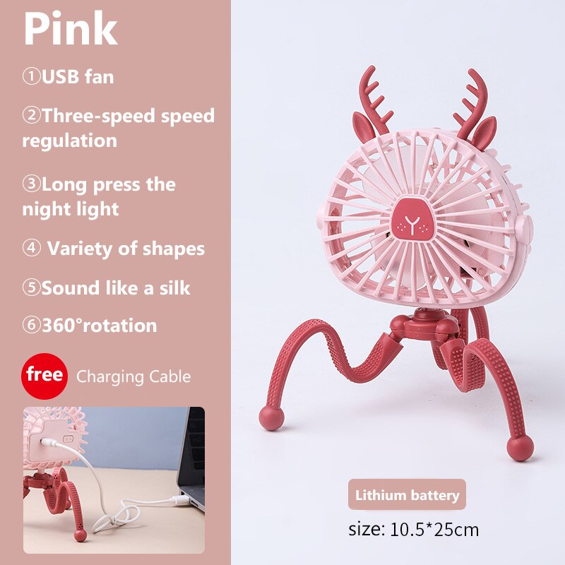 Ventilateur Portable pour siège de voiture, 500mAh, Rechargeable par USB, Mini accessoires pour poussette: WJ3794J