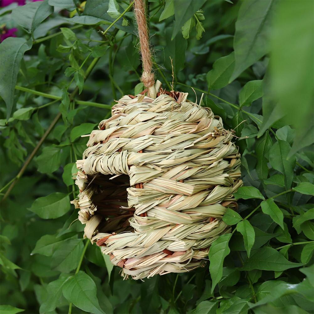 Hand-Woven Bird House Natural Aspen Reed Bird Nest Shelter Hut Small Bird Hideaway Outside Sparrows Hanging Parrot Nest Houses