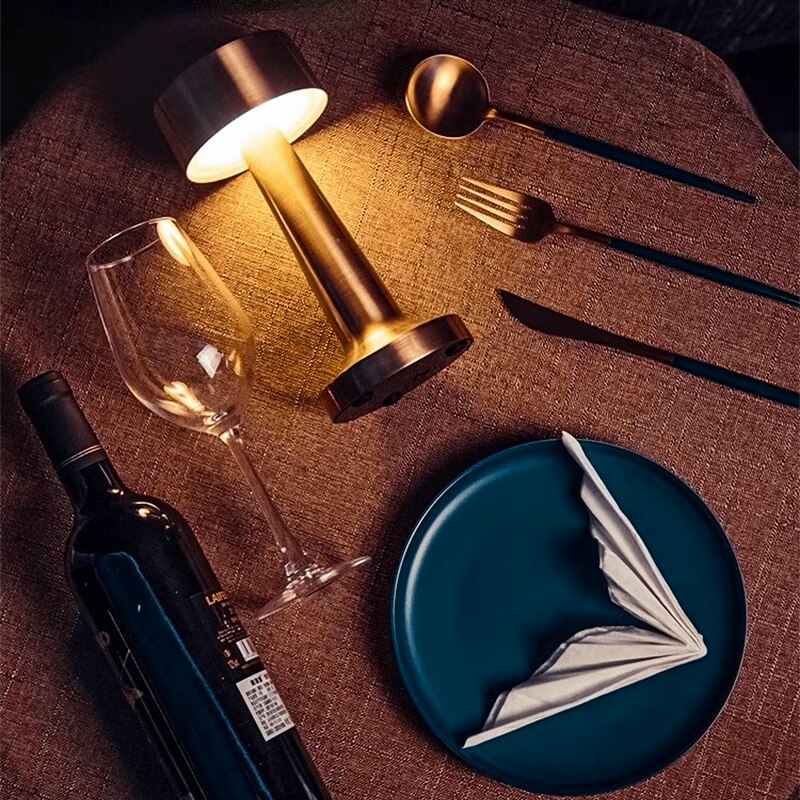 LED Bar Table Lamp Bar/Coffee/Restaurant Desktop Decor Night Light Rechargeable Touch Sensor Wireless Bedroom Reading Lamp