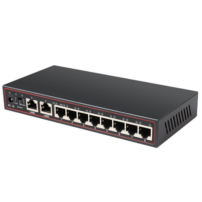 10 porte 2 + 8 Switch PoE Injector Switch di Rete Ethernet con 10/100Mbps Porte Adatto per IP fotocamera/telecamera Senza Fili AP/CCTV