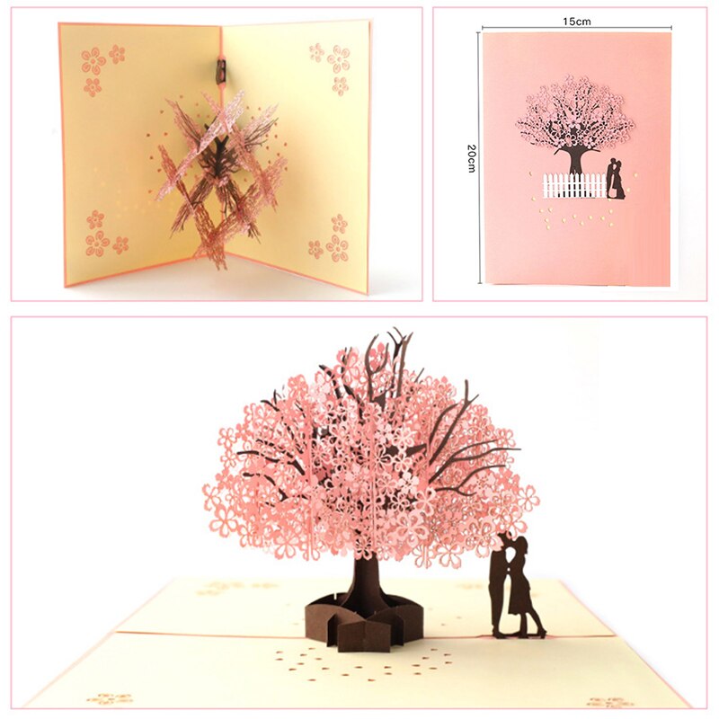 3D pop up card wedding cherry tree Invitation Card Valentine's day anniversary greeting card handmade greeting card