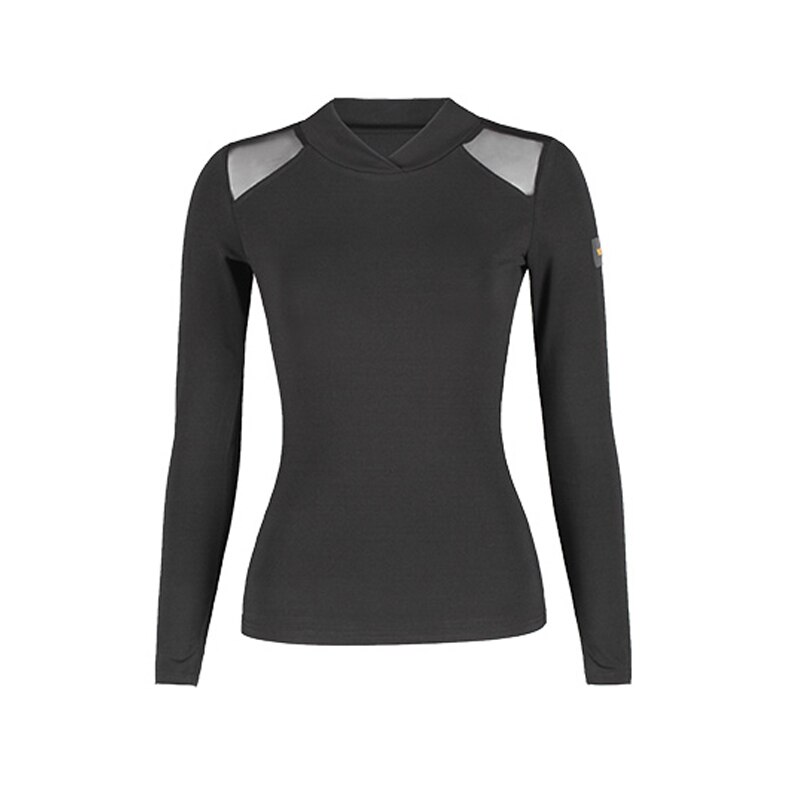 Ballroom Dance Clothes Female Women Latin Tops Black Long Sleeves Mesh Standard Waltz Dance Costume Practice Wear Shirt DNV14636: L