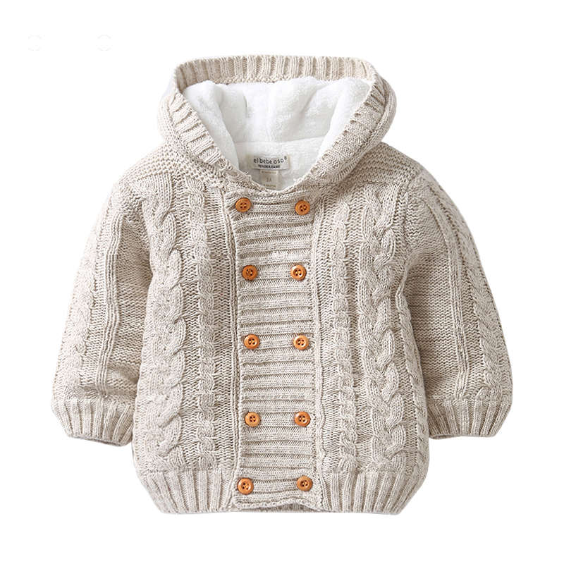 Casaco de inverno para meninas e recém-nascidos, jaquetas quentes de veludo com capuz para bebês, roupas de inverno para crianças: Beige / 4 T