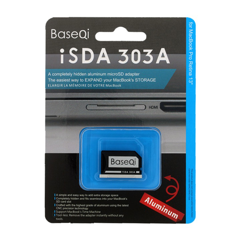 Baseqi Aluminium Stealth Drive Micro Sd/Tf Card Adapter Sd Kaartlezer Voor Macbook Pro Retina 13 Inch