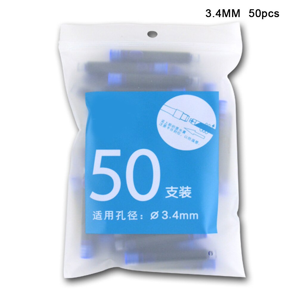 50/100Pcs Fountain Pen Ink Refills 3.4mm Standards International Stationery Office Supplies Ink Pens Blue Black Red Blue-black: Blue