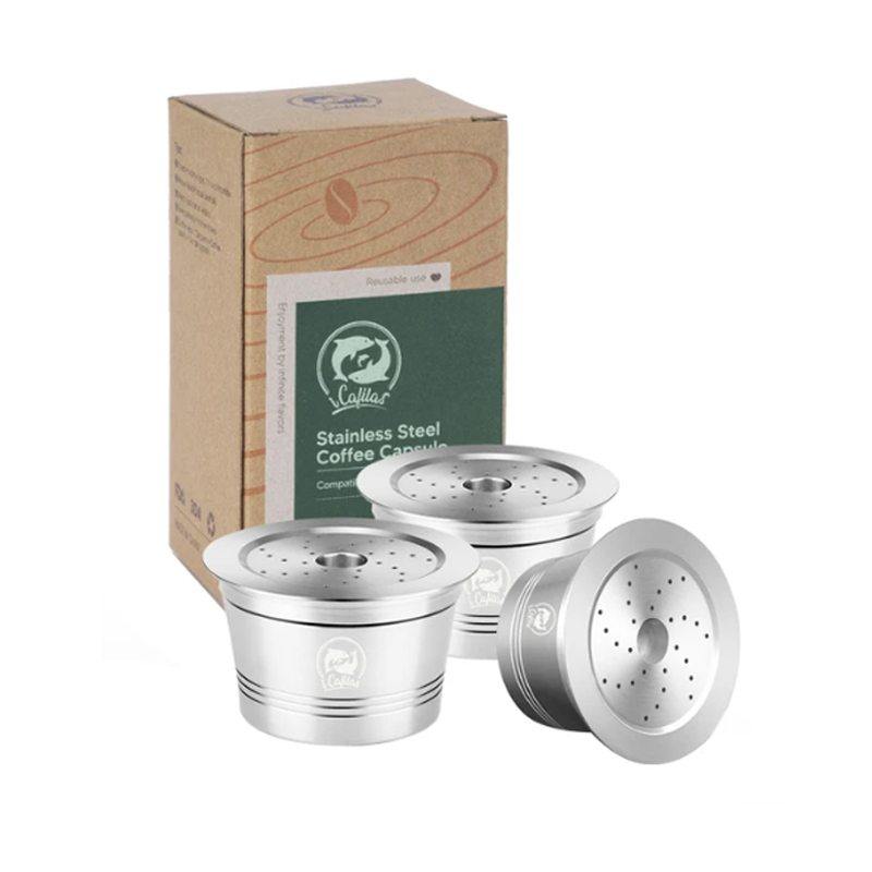 Reusable Coffee Filter Capsule for Caffitaly S21 Machine Refillable Plastic Stainless Steel Coffee Pods Fit 3 Corações Cafeteira: Dark Grey