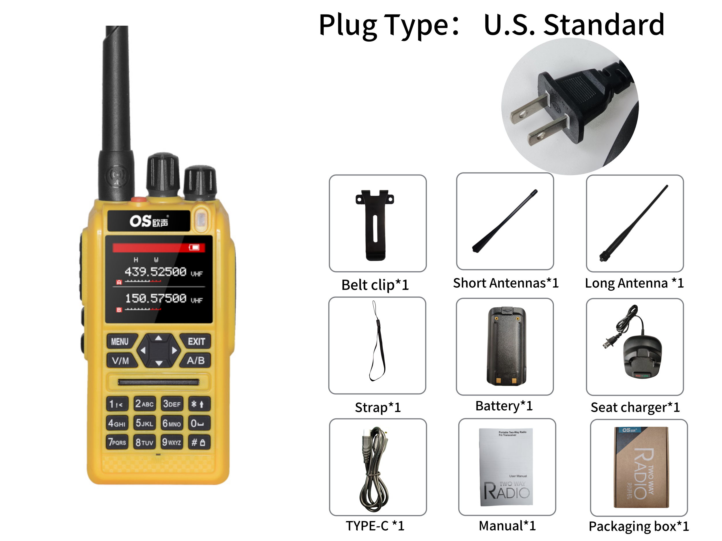OS-DMR Brand Factory Two Way Radio Passed CE FCC UHF VHF Full Band Roger DTMF OS-8900UV Long Range Communication Radios: black