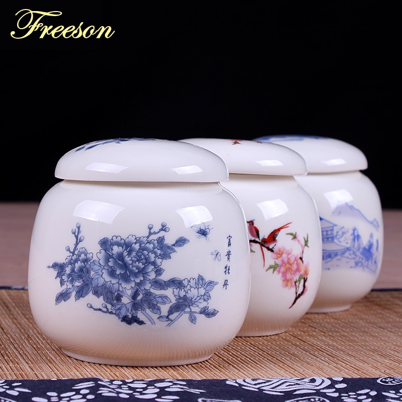 Boîte à thé Kongfu | Coffres traditionnels chinois de stockage de thé en porcelaine peinte à la main, nourriture Puer, poterie, thé vert