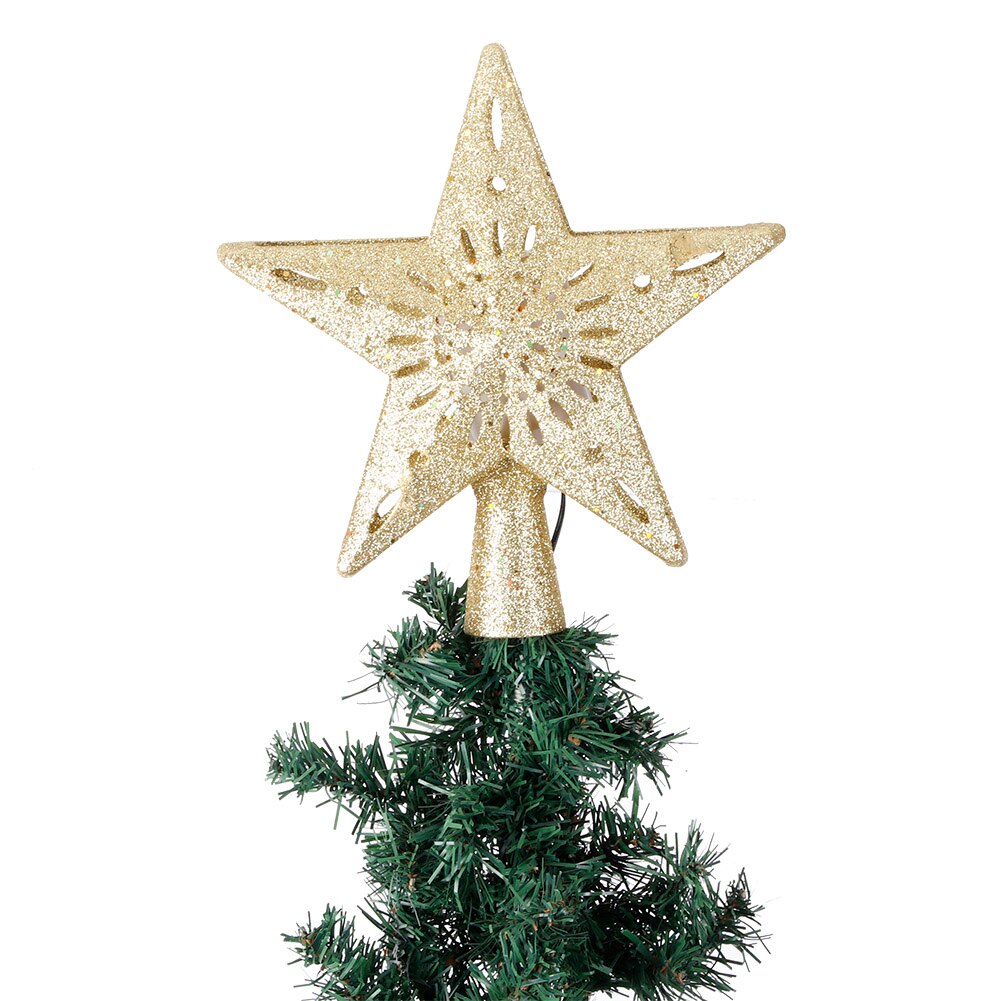1PC 100-240V LED hueco estrella copo de nieve Luz de proyector rotación lámpara para la parte superior del árbol de Navidad sobresalen por