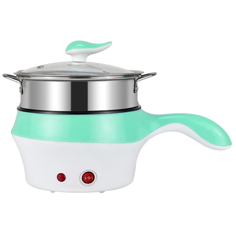 Doppel-schicht Kochen Topf Kleine Elektrische Topf Multifunktionale Dampf Topf Nicht-stick Suppentopf Dampfer Kochen Kessel für küche: green UK plug