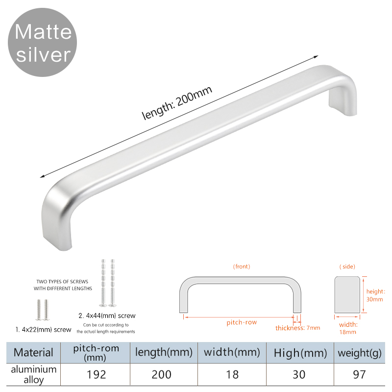 Minimalistisch modern meubilair kastdeur lade lange handgrepen voor badkamerkast zwarte aluminiumlegering: Paars