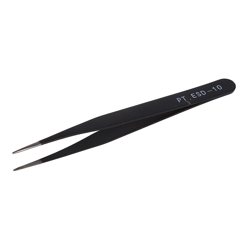 Black Metal Straight Sharp Tip Tweezer