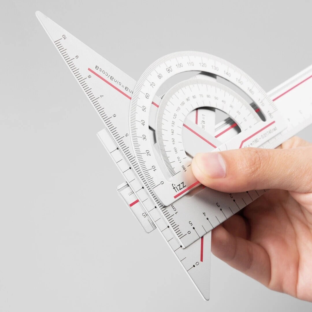 Youpin 4 in 1 fizz metall-lineal-schreibset aus aluminiumlegierung, multifunktionales kombinationslineal, dreieck und winkelmesser zum zeichnen