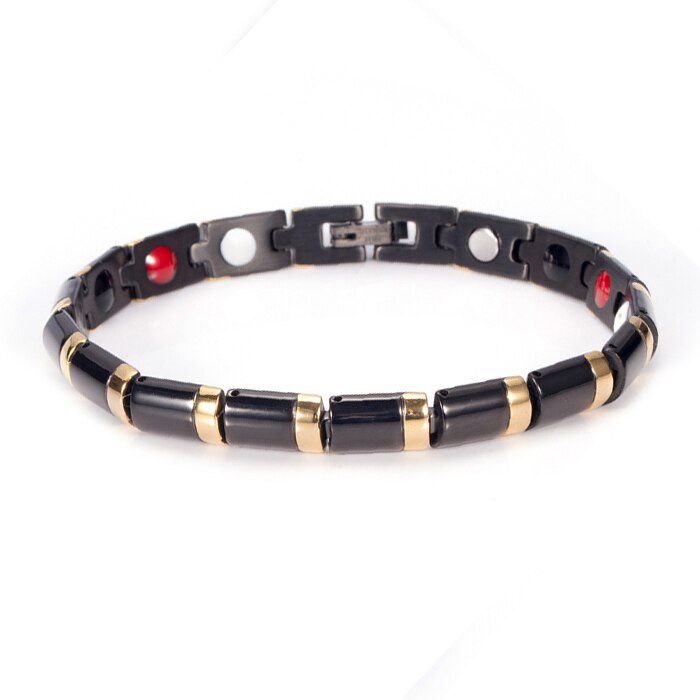 Magnetic Bracelet for Women Silver Color Friendship Stainless Steel Bracelet Female Germanium Health Energy Chain Bracelet Women: black