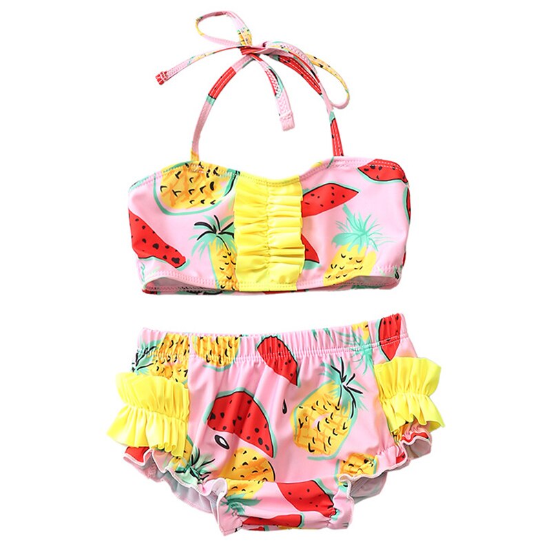 Søde tropiske frugter trykt baby piger bikini sæt to stykke badetøj i 0-6 år børn halter beaudea toddler badedragt