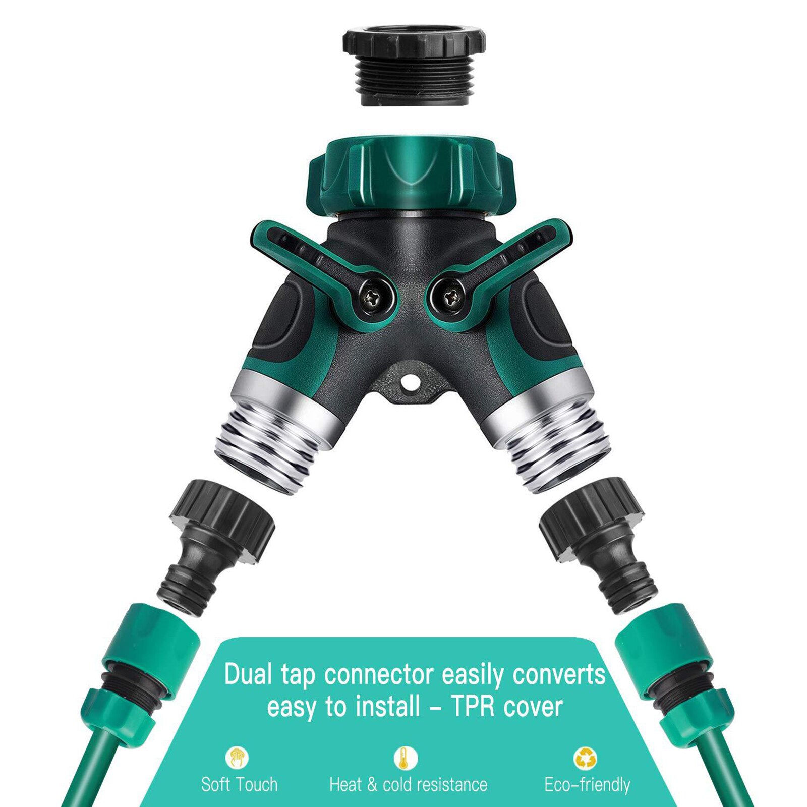 Y Garden Hose Splitter 2 Way Water Faucet Splitter Water Heavy Duty Brass Valve Fitting Irrigation KFF Metal Body Hose Connector