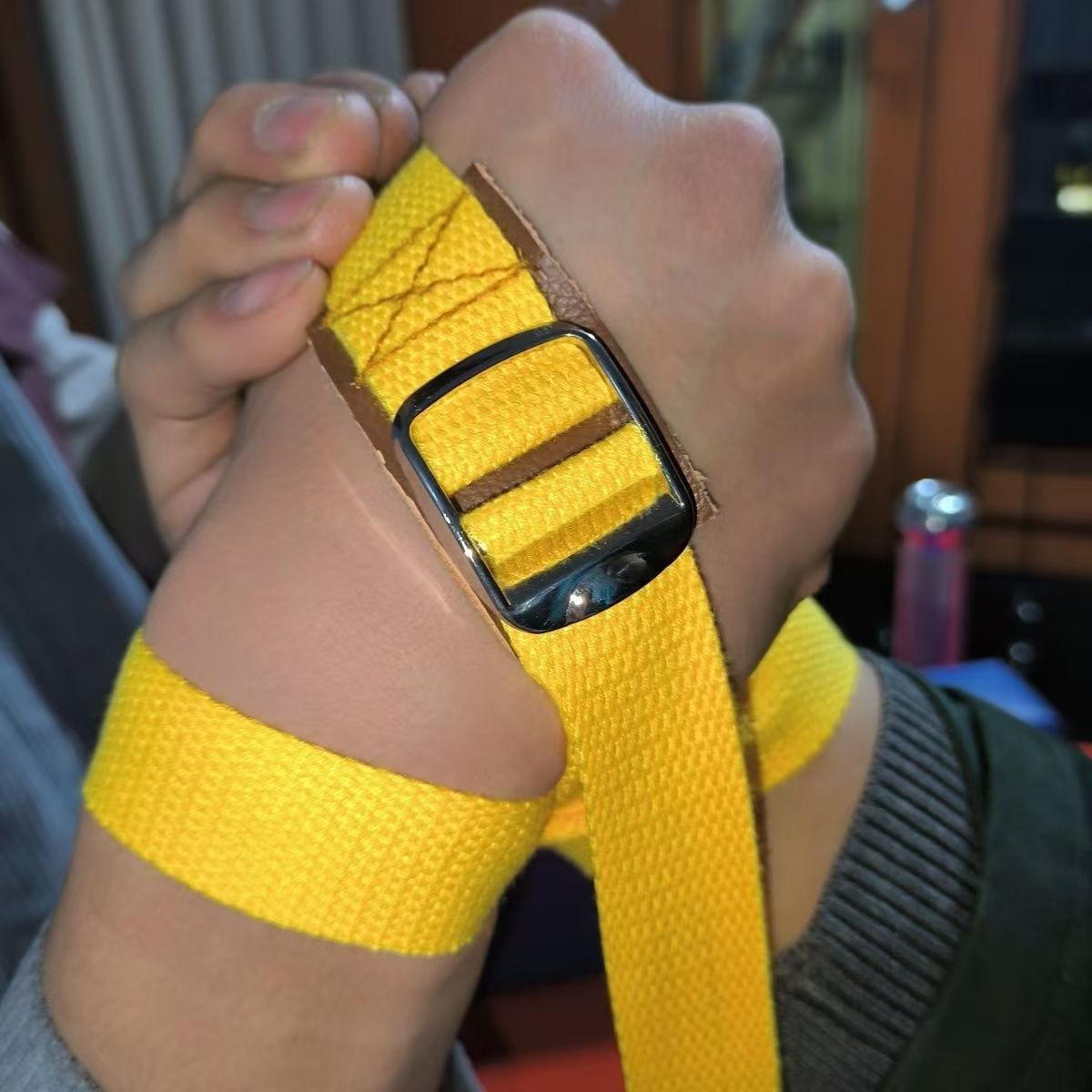 100 bomulls armbrytningsutrustning handledsgreppsbälte tum pronation män kraft styrketräning griptränare metallspänne