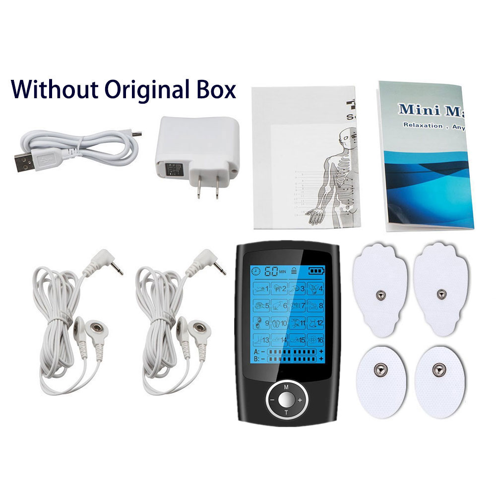 Máquina Tens de 16 modos, Estimulador eléctrico de masaje muscular Ems, electroestimulador Digital, relajación, alivio del dolor corporal, almohadilla de electrodos: Verde
